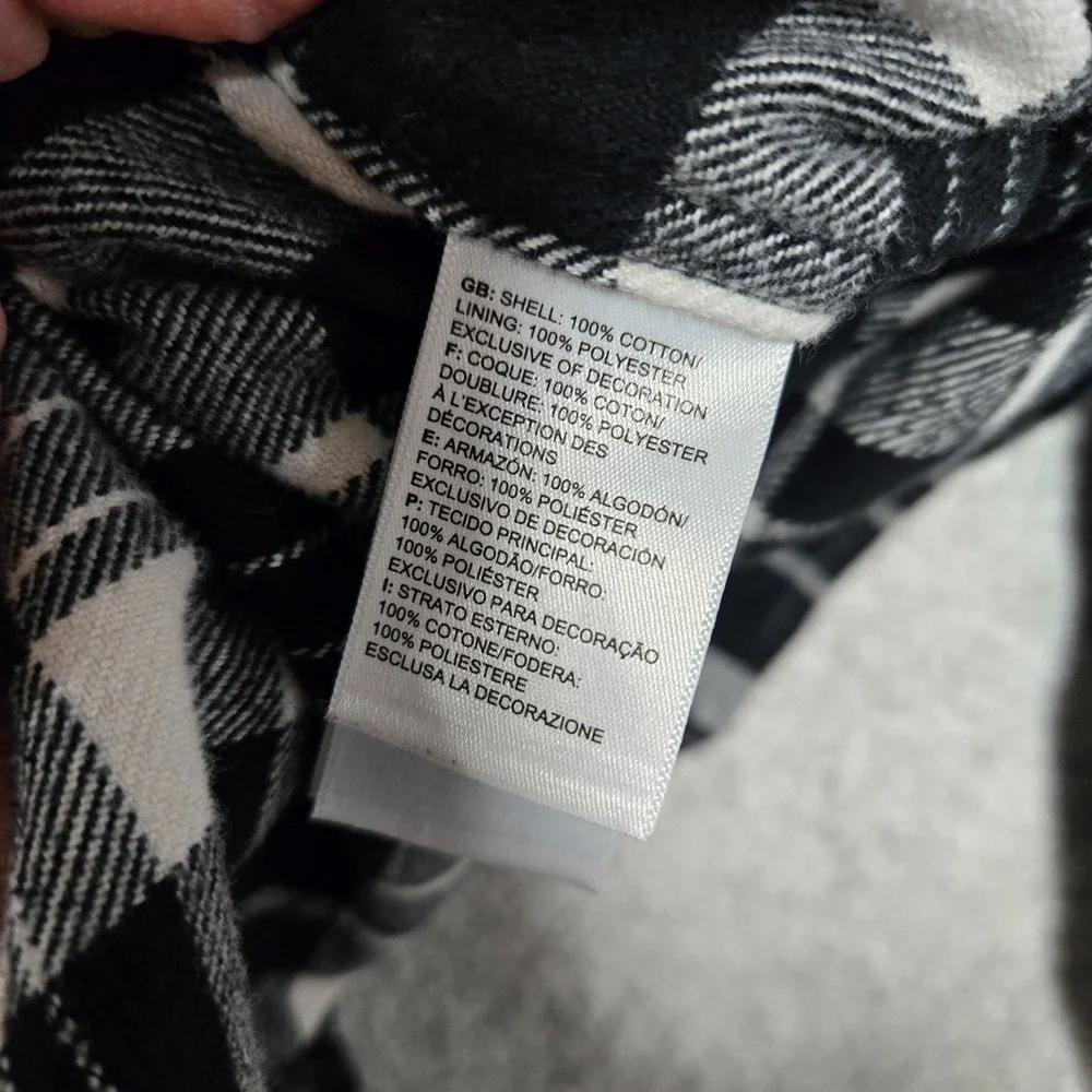 The North Face‎ mid weight Flannel Shirt Black White Plaid mens Large